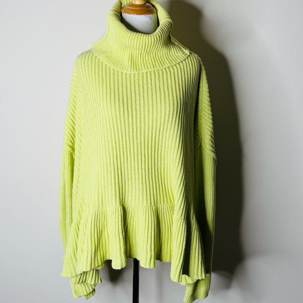 Free People Key Lime Layer Cake Peplum Sweater - Picture 2 of 7